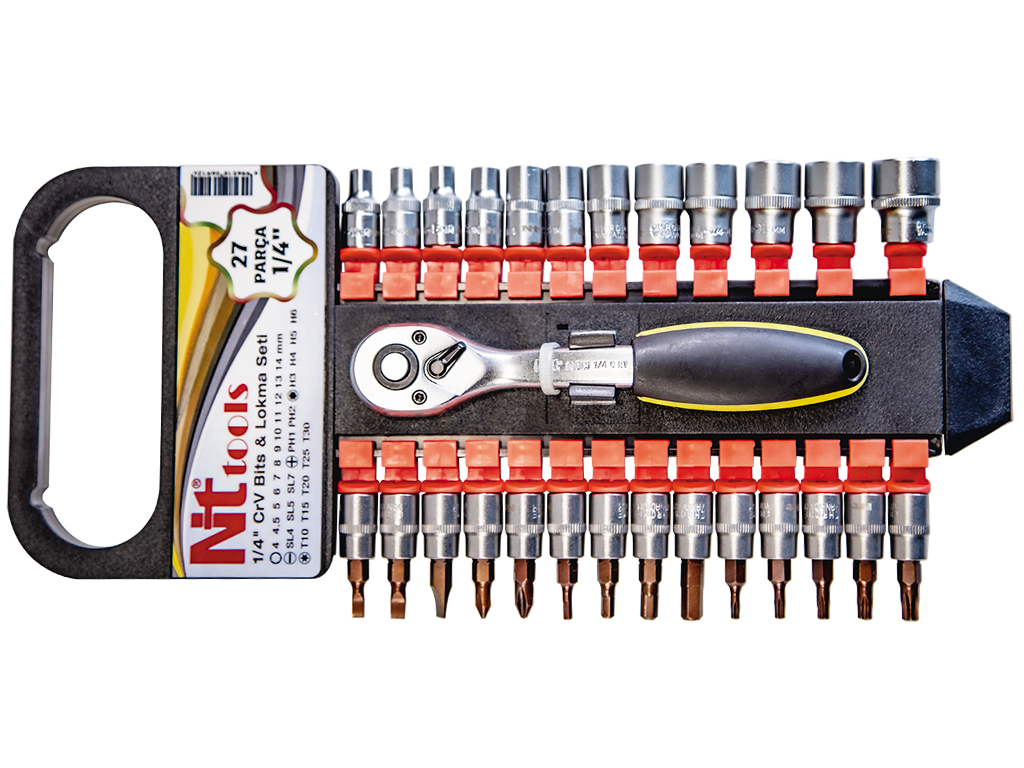 NT TOOLS NCSET63 - 1/4'' Bits + Lokma Ucu Seti Takımı 27 Parça