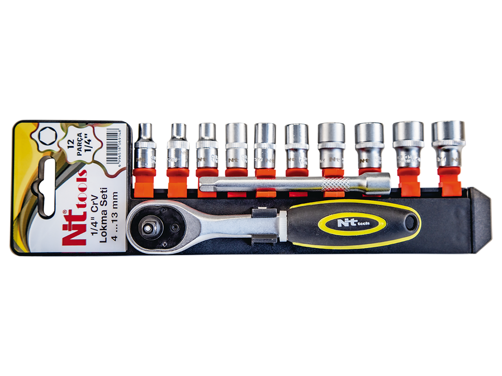 NT TOOLS NCSET61 -  1/4'' Altı Köşe Lokma Seti Takımı 12 Parça