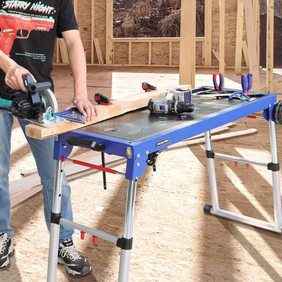 WORKPRO WP289020 150Kg 4’ü 1 Arada Tekerlekli Çok Amaçlı Profesyonel Çalışma Tezgâhı