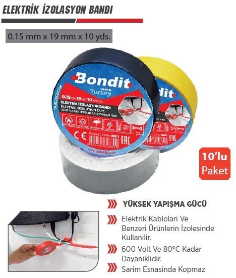 BONDİT Elektrik İzolasyon Bantı / 500 Adet