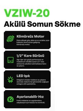 VOLTZ - 500 Nm - 1/2 - 20 Volt 5 Amper Akülü Somun Sökme Sıkma Makine Seti  (VZIW-20)