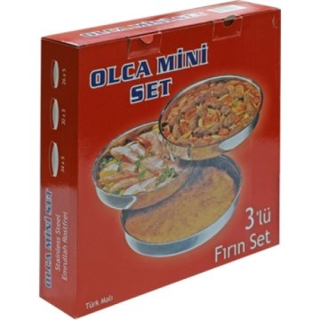 Paslanmaz Üçlü Mini Fırın Tepsisi Set 26-30-34cm