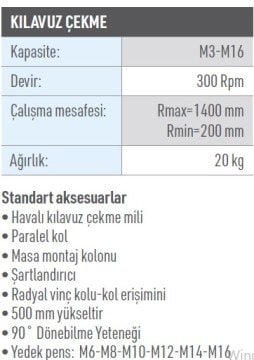 OSAKA OPT-P 3-16K Havalı Kılavuz Çekme (90 Derece)