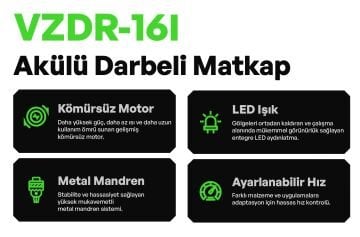 VOLTZ - 50 Nm - 16.8 Volt 2 Amper Akülü Darbeli Matkap Vidalama Seti 830 Gram (VZDR-16I)