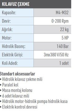 OSAKA OPT-P HM32-K Havalı Kılavuz Çekme