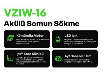 VOLTZ - 280 Nm - 1/2 - 16.8 Volt 2 Amper Akülü Somun Sökme 820 Gram (VZIW-16)