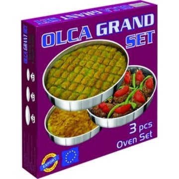 Paslanmaz Üçlü Büyük Fırın Tepsisi Seti 34-38-42cm
