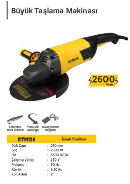 RTR Max Büyük Avuç Taşlama Makinası 230mm (2600 Watt)