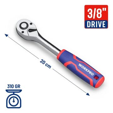 WORKPRO WP271008 3/8’’ Cr-V Profesyonel Cırcır Lokma Kolu