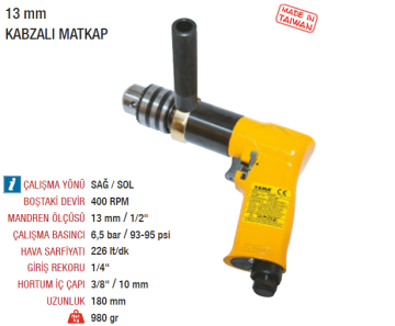 YAMA AT-4041 Havalı Kabzalı Matkap 13 mm Sağ Sol