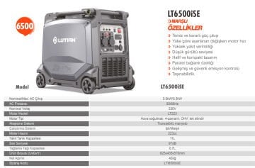 LUTIAN LT6500iSE - 5.5 Kw Benzinli Marşlı İnvertör Sessiz Jeneratör 97 Desibel (Yeni Nesil Motor)