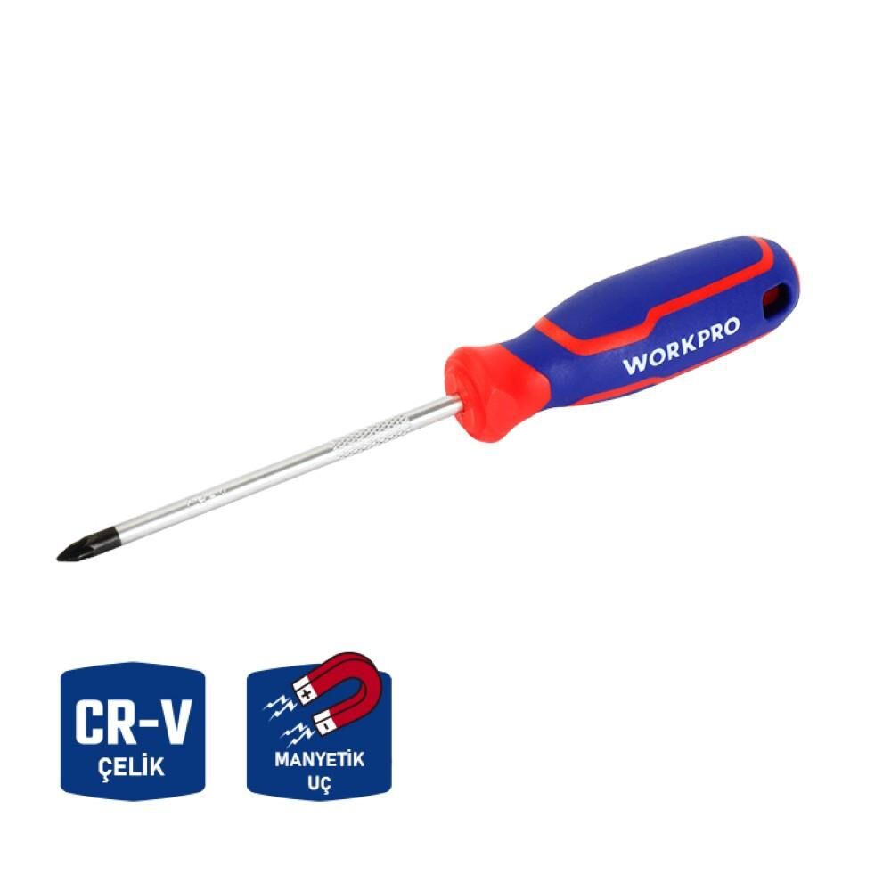 WORKPRO WP221036 PZ1x100mm CR-V Manyetik Profesyonel Yıldız Tornavida