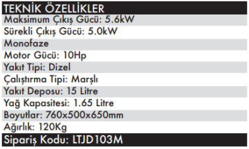 LUTİAN 5 GF-ME Dizel Jeneratör 220 Volt