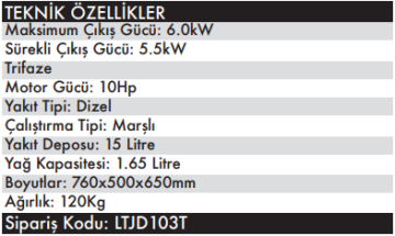 LUTİAN 5 GF-ME3 Dizel Jeneratör 380 Volt