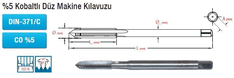 MAİER  %5 Kobaltlı Düz Makine Kılavuzu (DIN-371/C) (CO %5)
