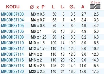 MAİER  %5 Kobaltlı 35° Helis Makine Kılavuzu (DIN-371/C) (CO %5)