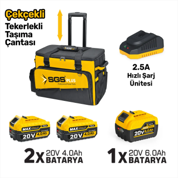 SGS5452 - AKÜLÜ COMBO SET 7 PARÇA (Darbeli Matkap/Kırıcı-Delici Matkap/Darbeli Somun Sıkma/Avuç Taslama Makinesi/Sunta Kesme/Dekupaj Testere/Led Fener)