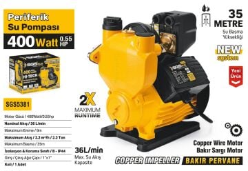 SGS5381 - PERİFERİK SU POMPASI 400 WATT 0.55 HP - 35 METRE - BAKIR SARGI MOTOR