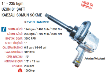YAMA AT-6083P-8 (1'') Havalı Somun Sökme Sıkma Makinesi Tabancası 235 kgm