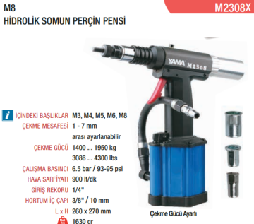 YAMA M2308X M8 Havalı Somun Perçin Pensi Tabancası Makinesi