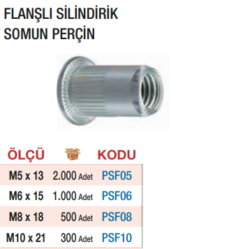 YAMA Flanşlı Silindirik Somun Perçin