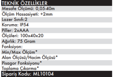 MİLESEEY D-TAPE Laser Metre 40 Metre