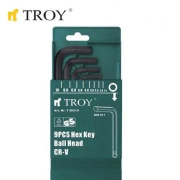 TROY T 26210 Allen Anahtar Seti (Bilya Başlı) 9 Parça