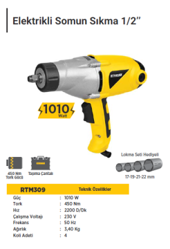 RTR MAX  Elektrikli Somun Sıkma Seti 1/2''