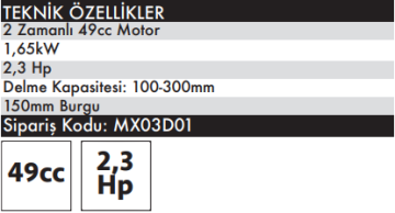 MAX EXTRA GD-KW-490 - 2 HP Benzinli Toprak Delme Burgu Makinası 52 Cc