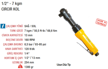YAMA AT-5053 Havalı Cırcır Kolu 1/2 - 7 Kgm