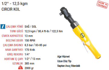 YAMA AT-5054 Havalı Cırcır Kolu 1/2 -  12.5 Kgm