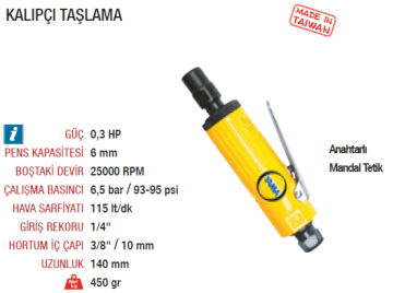 YAMA AT-7032M Havalı Kalıpçı Taşlama Makinesi 6mm
