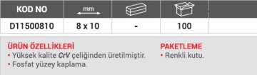 DHT Tapa Anahtarı İki Ağız 8x10 MM