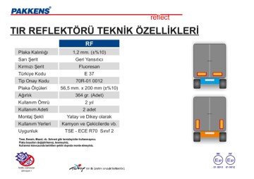 PAKKENS Tır Çekici Arkası İşaret Reklektörü Alüminyum Levha - 2 Adet