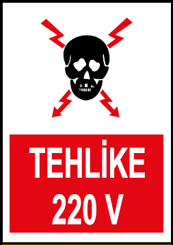 Tehlike 220 Volt Uyarı Levhası / 10 Adet