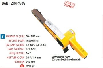 YAMA AT-7010 Havalı Bant Zımpara Makinesi 20 x 520mm