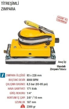 YAMA AT-7018 Havalı Avuç İçi Titreşimli Zımpara 93 x 228mm