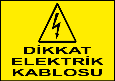 Dikkat Elektrik Kablosu Uyarı Levhası / 10 Adet