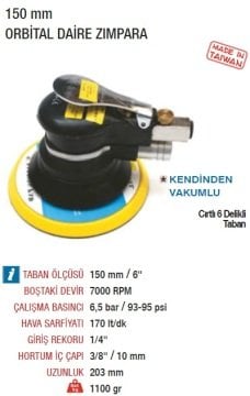 YAMA AT-7046 Havalı Orbital Daire Zımpara Makinesi 150mm