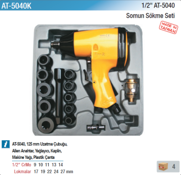 Yama AT-5040K Havalı 1/2 Somun Sökme Sıkma Makinesi Tabancası Seti