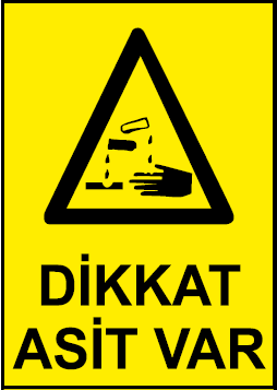 Dikkat Asit Var Uyarı Levhası / 10 Adet