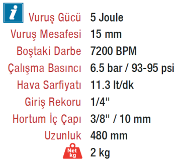 ROTAKE RT-3516 Havalı 15mm Raspa Çekici Tabancası 5 Joule