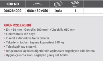 DHT 5 Çekmeceli Takım Arabası 146 Parça EKO